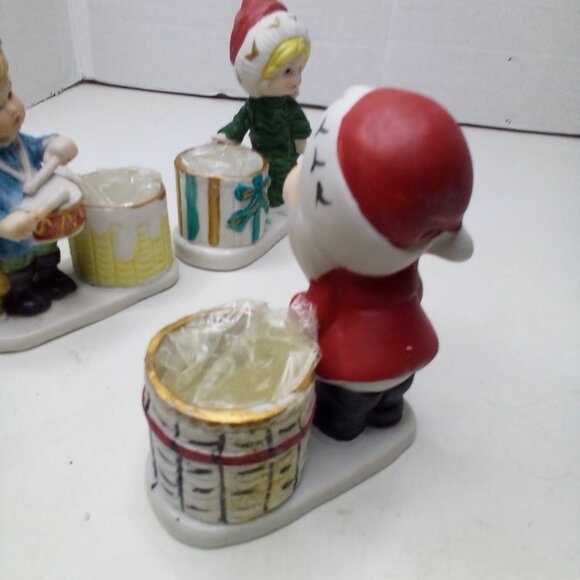 Christmas Luvkins Vintage 1978 Candle Holders Lot of 4 Santa Angel Drummer Boy - Picture 10 of 15
